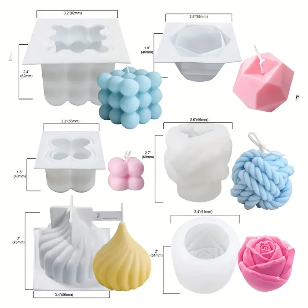 Detailed dimensions Silicone Candle Molds Set